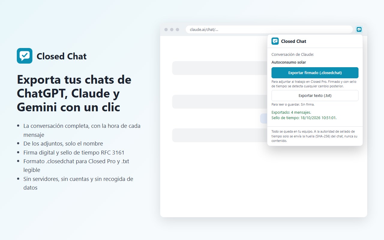 Closed Chat exportando un chat